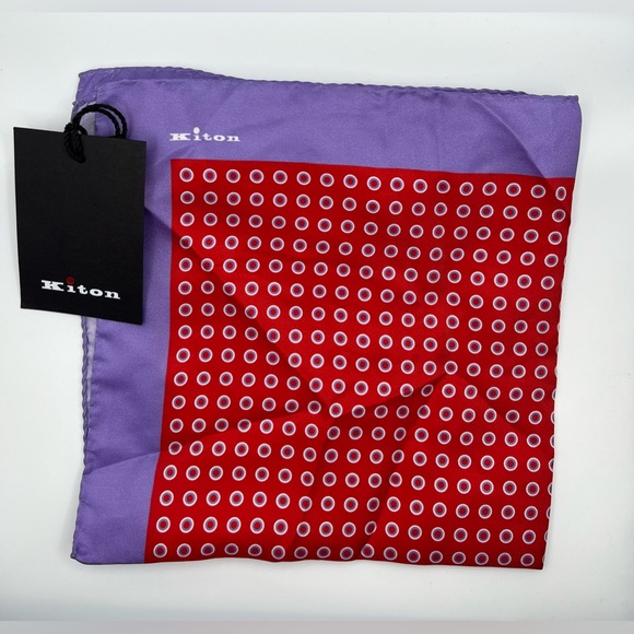 100% NWT KITON Silk Pocket Square Purple - Red. (15 X 15) - Picture 2 of 6